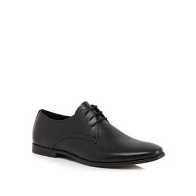 Black leather lace up Derby shoes